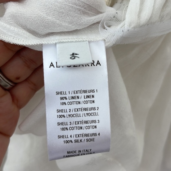 Altuzarra Bone Linen distressed billowy sleeve button up jacket blouse - Picture 9 of 12